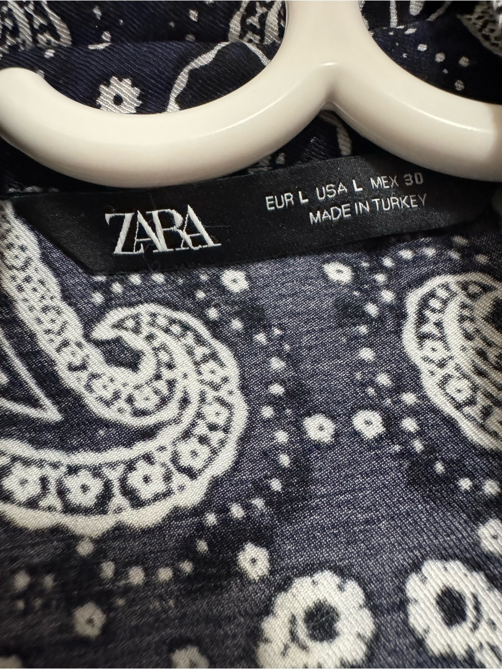 ZARA Navy and White Paisley Print Blouse